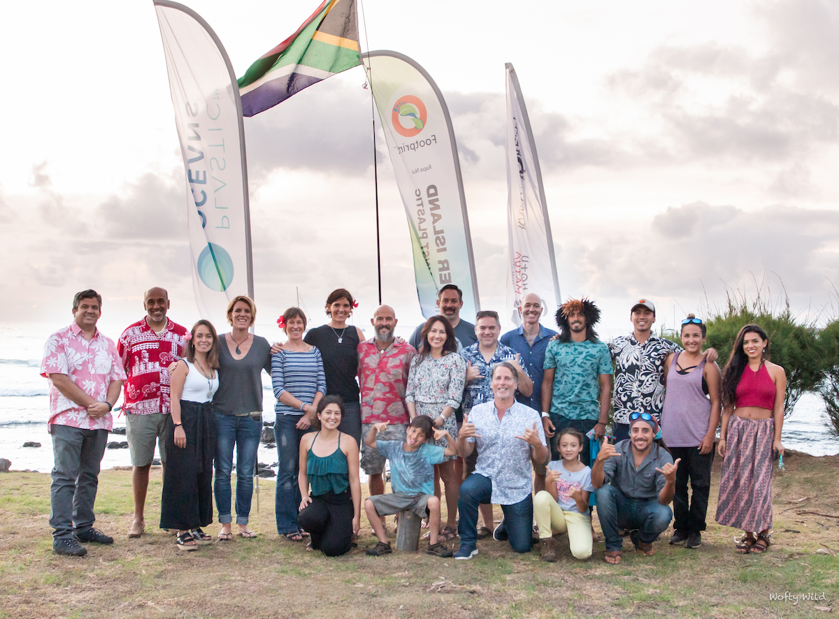 Team members and sponsors of the Swim Against Plastic on Easter Island.