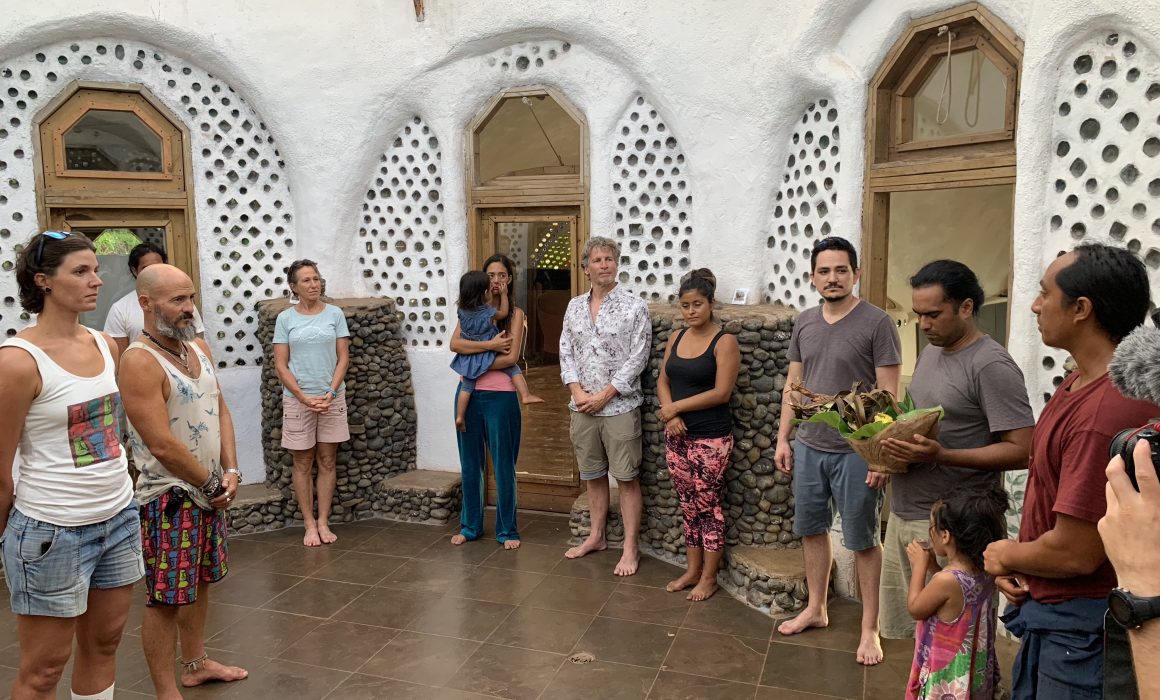 Ceremony for Sarah Ferguson before the swim around the island of Rapa Nui.