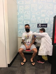 Charlie Rolsky getting vaccine