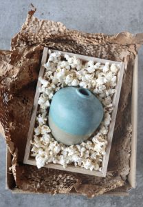 Real popcorn as packing, from Living Without Plastic