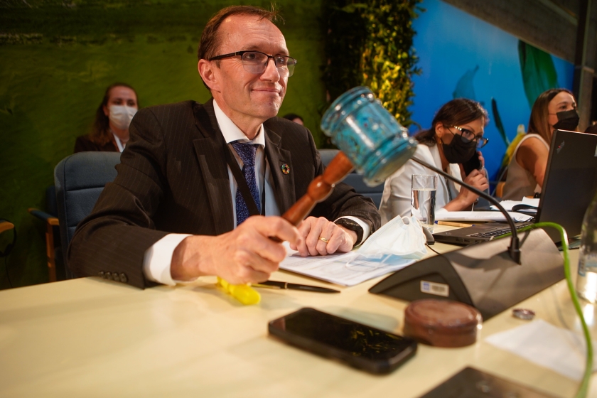 UNEA President brings down the gavel on the resolution.